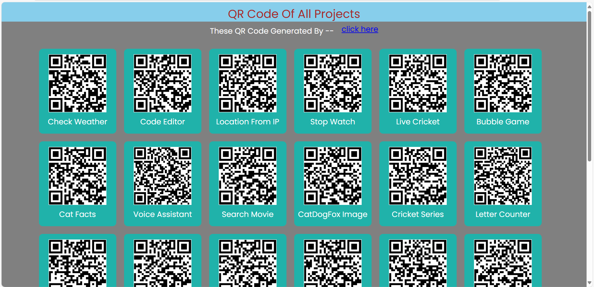 QR Code Of All Projects